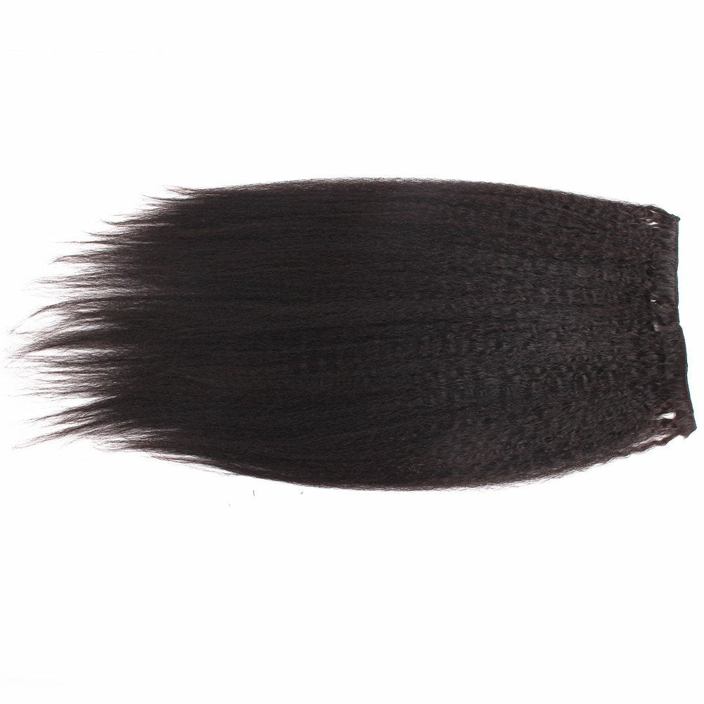 Gramercy Hair 100% Remy Human Hair Kinkys Curl Clip in Hair Extensions 120g 7 pc set.Blak color