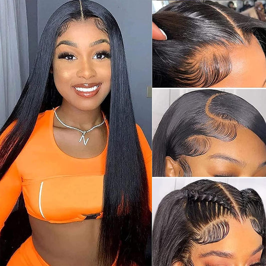 Gramercy Hair Lace Front Wigs Human Hair Straight HD Lace Front Wigs Human Hair Pre Plucked with Baby Hair Brazilian Virgin Lace Frontal Wigs for Black Women (18Inch)